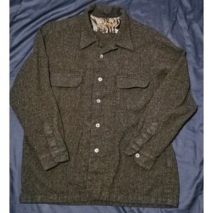 C. Joseph NY 100% Wool Dark Gray Button Up Shirt Jacket USA Men's Size XL